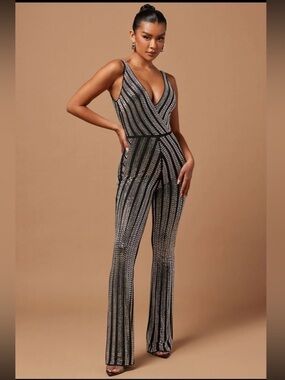 Novaluxe Hollie Embellished Jumpsuit - Black size s NWT